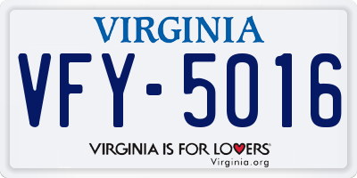 VA license plate VFY5016