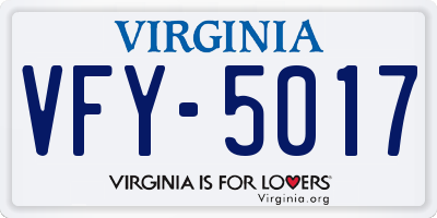 VA license plate VFY5017