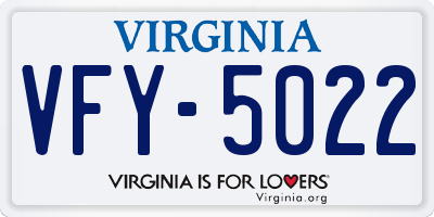 VA license plate VFY5022