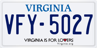 VA license plate VFY5027