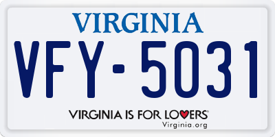 VA license plate VFY5031