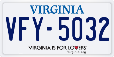 VA license plate VFY5032