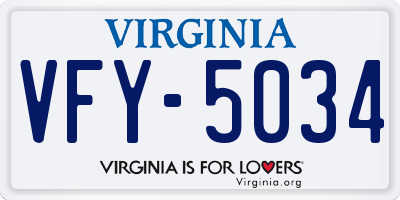 VA license plate VFY5034