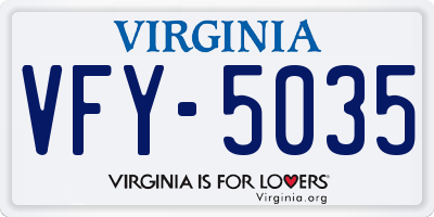 VA license plate VFY5035