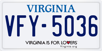 VA license plate VFY5036