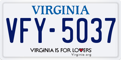 VA license plate VFY5037
