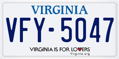 VA license plate VFY5047