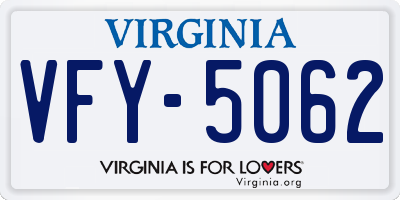 VA license plate VFY5062