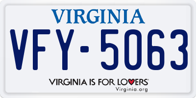 VA license plate VFY5063
