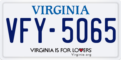VA license plate VFY5065
