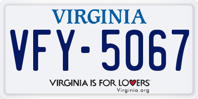 VA license plate VFY5067