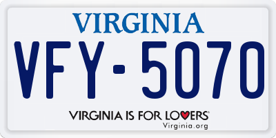 VA license plate VFY5070