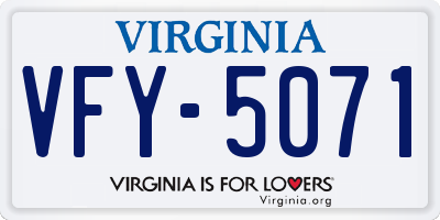 VA license plate VFY5071