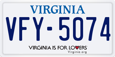 VA license plate VFY5074