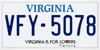 VA license plate VFY5078