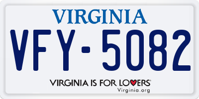 VA license plate VFY5082