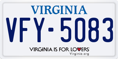 VA license plate VFY5083