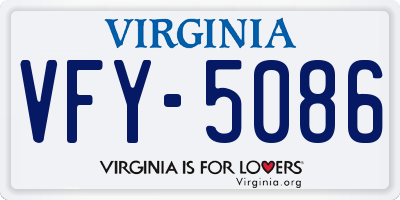 VA license plate VFY5086