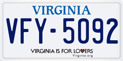 VA license plate VFY5092