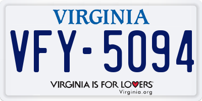 VA license plate VFY5094