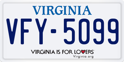VA license plate VFY5099