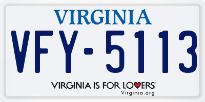 VA license plate VFY5113