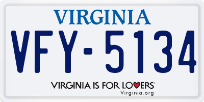 VA license plate VFY5134