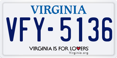 VA license plate VFY5136