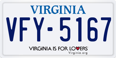 VA license plate VFY5167