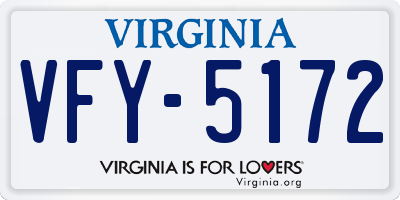 VA license plate VFY5172