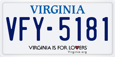 VA license plate VFY5181