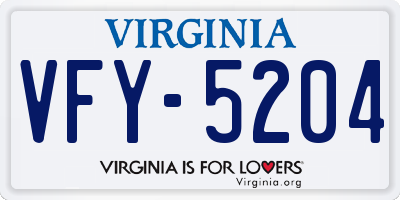 VA license plate VFY5204