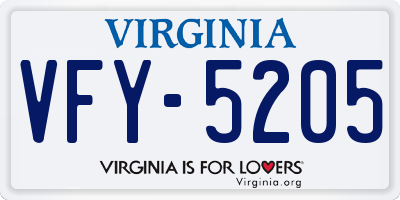 VA license plate VFY5205