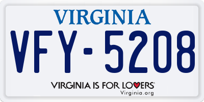 VA license plate VFY5208