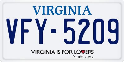 VA license plate VFY5209