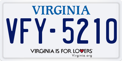 VA license plate VFY5210