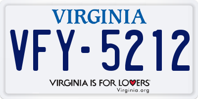 VA license plate VFY5212