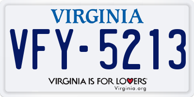 VA license plate VFY5213