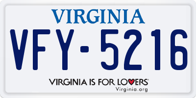 VA license plate VFY5216