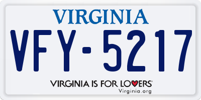 VA license plate VFY5217