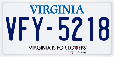 VA license plate VFY5218