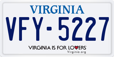 VA license plate VFY5227