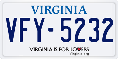 VA license plate VFY5232