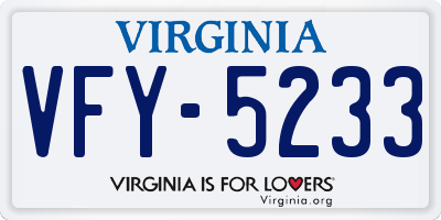 VA license plate VFY5233