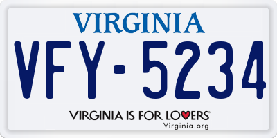 VA license plate VFY5234