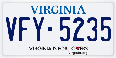 VA license plate VFY5235