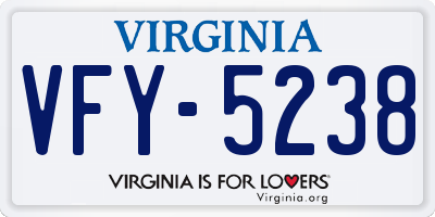 VA license plate VFY5238