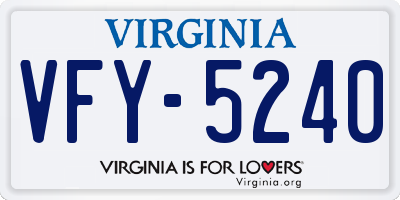 VA license plate VFY5240