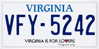 VA license plate VFY5242