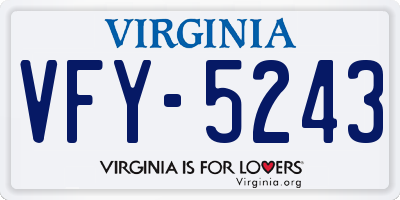 VA license plate VFY5243